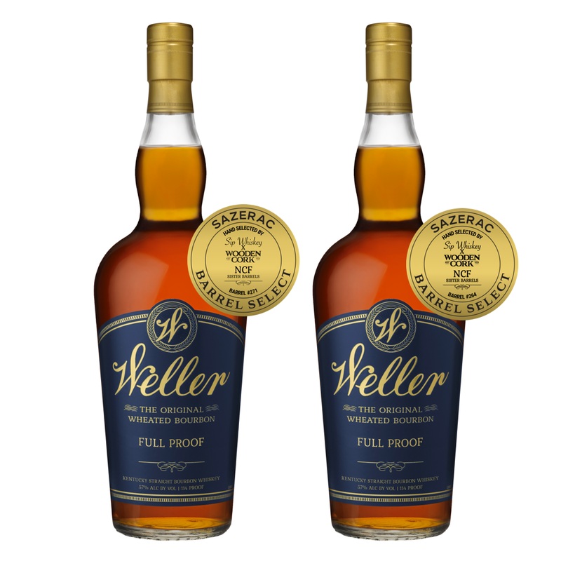 W.L. Weller Full Proof Non-Chill Filtered Sister Barrels Pick Bundle by Wooden Cork & Sip Whiskey