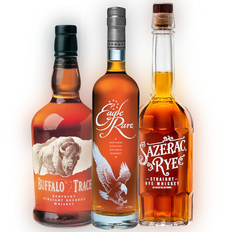 Eagle Rare 10 Year, Sazerac Rye & Buffalo Trace Whiskey Bundle 3-Pack