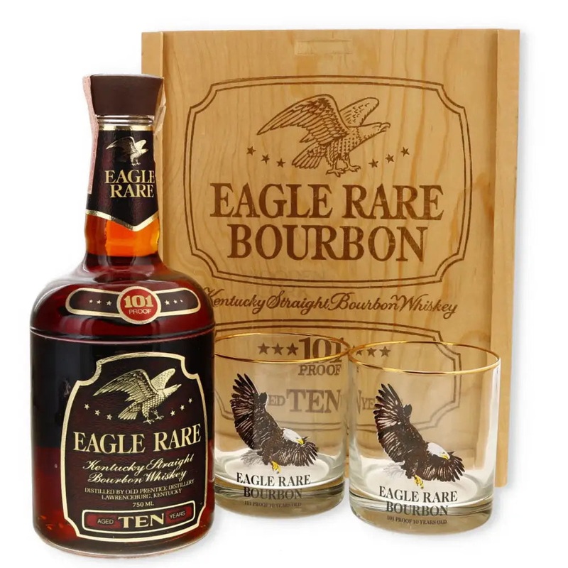 Eagle Rare 101 Proof 10 Year Lawrenceburg Gift Set with 2 Glasses (1984 Release)