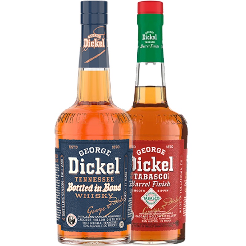 George Dickel Bottled in Bond & Tabasco Barrel Finish Tennessee Whiskey Bundle 750ml 2-Pack