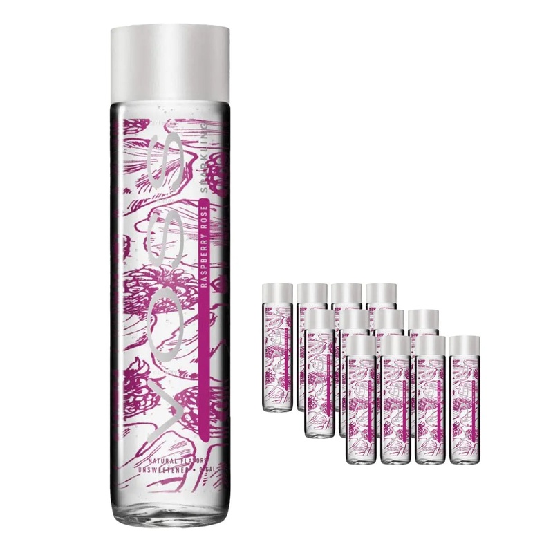 Voss Raspberry Rose Sparkling Water Glass Bottle Multipack, 12 x 375 ml