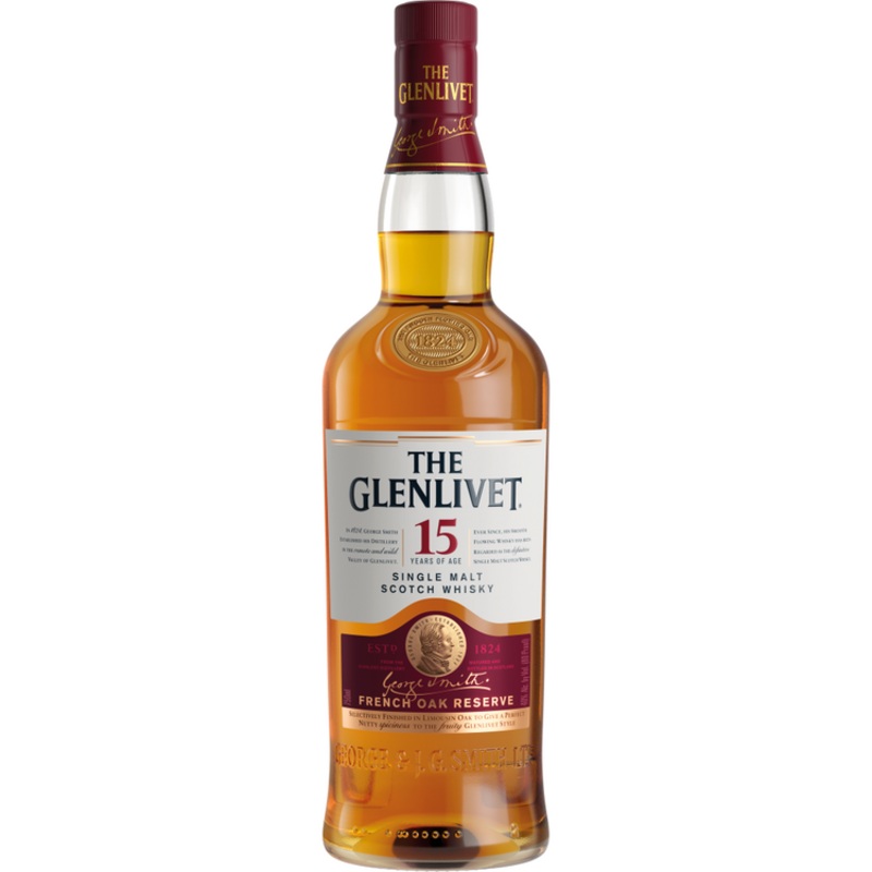 THE GLENLIVET SINGLE MALT SCOTCH THE FRENCH OAK RESERVE 15 YR 80 WITH CARTON 750ML