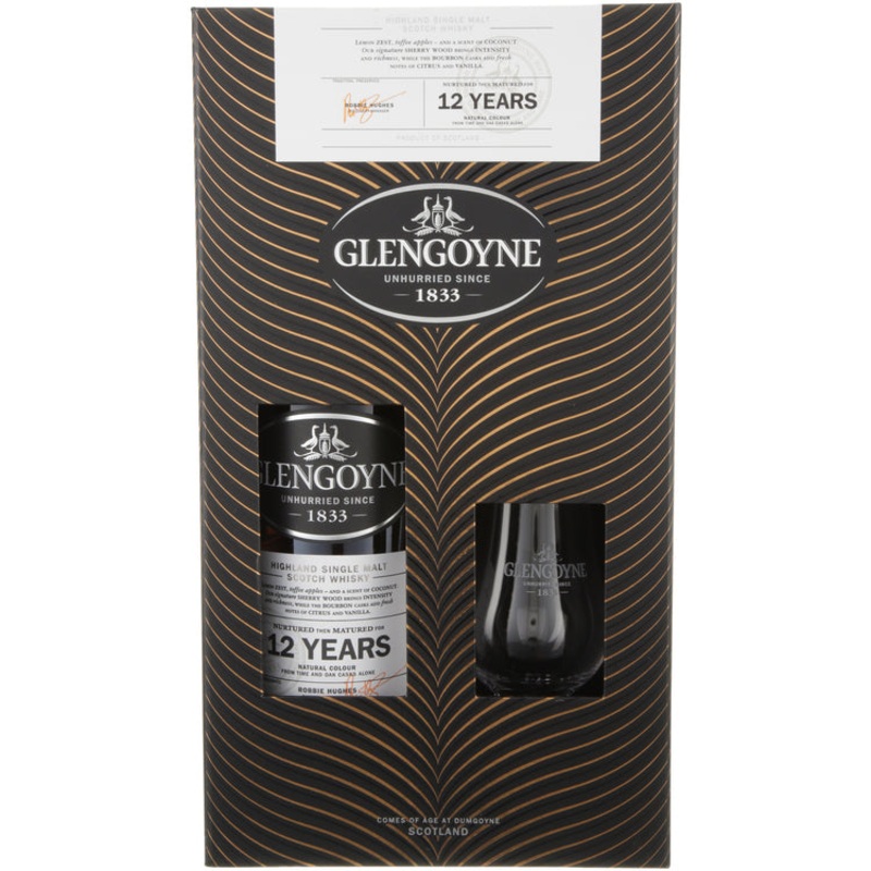 GLENGOYNE SINGLE MALT SCOTCH 12 YR 86 W/ GLASS 750ML
