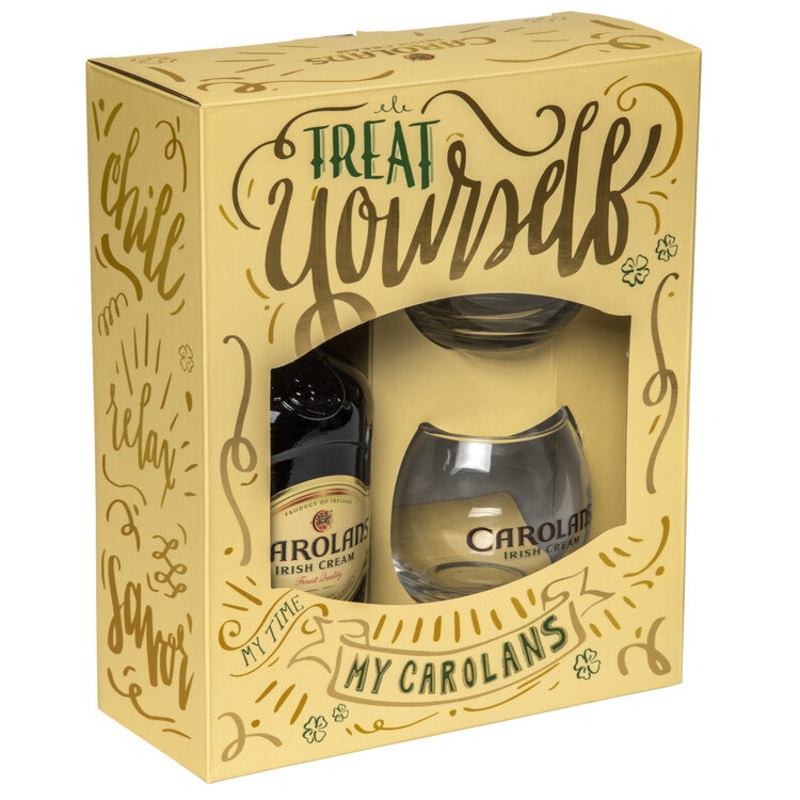 CAROLANS CREAM LIQUEUR 34 W/ ROCKS GLASS 750ML