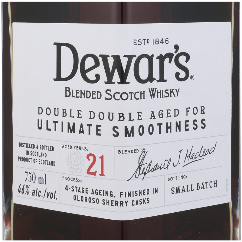 DEWAR'S BLENDED SCOTCH DOUBLE DOUBLE AGED 21 YR 92 750ML