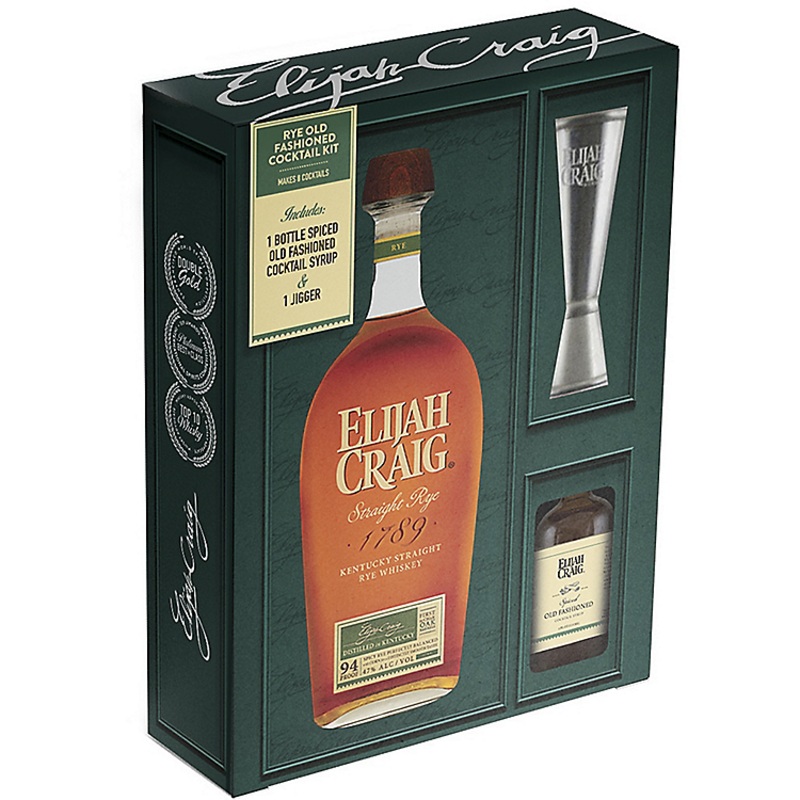 ELIJAH CRAIG STRAIGHT RYE 94 W/ JIGGER & SYRUP 750ML