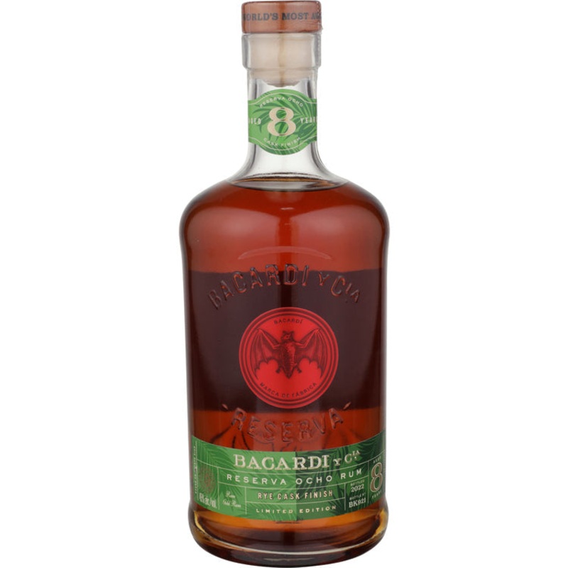 Bacardi Aged Rum Reserva Ocho Rye Cask Finish Limited Edition 8 Yr 90 750ML