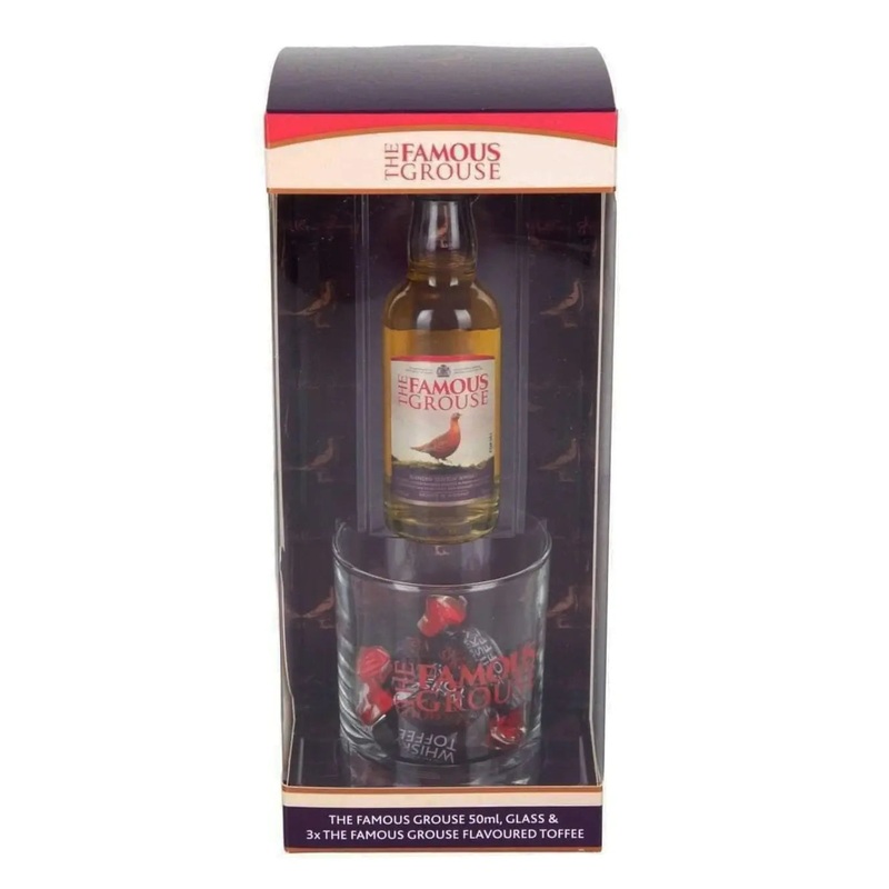 The Famous Grouse Whisky Miniature With Glass + Toffees Gift Set
