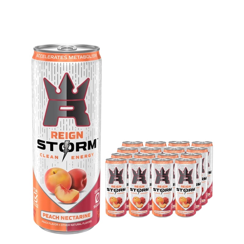 Reign Storm Peach Nectarine Clean Energy Drink Multipack, 12 x 355 ml