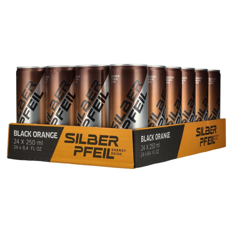 SILBERPFEIL Energy Drink BLACK ORANGE 24x0,25l Dosen