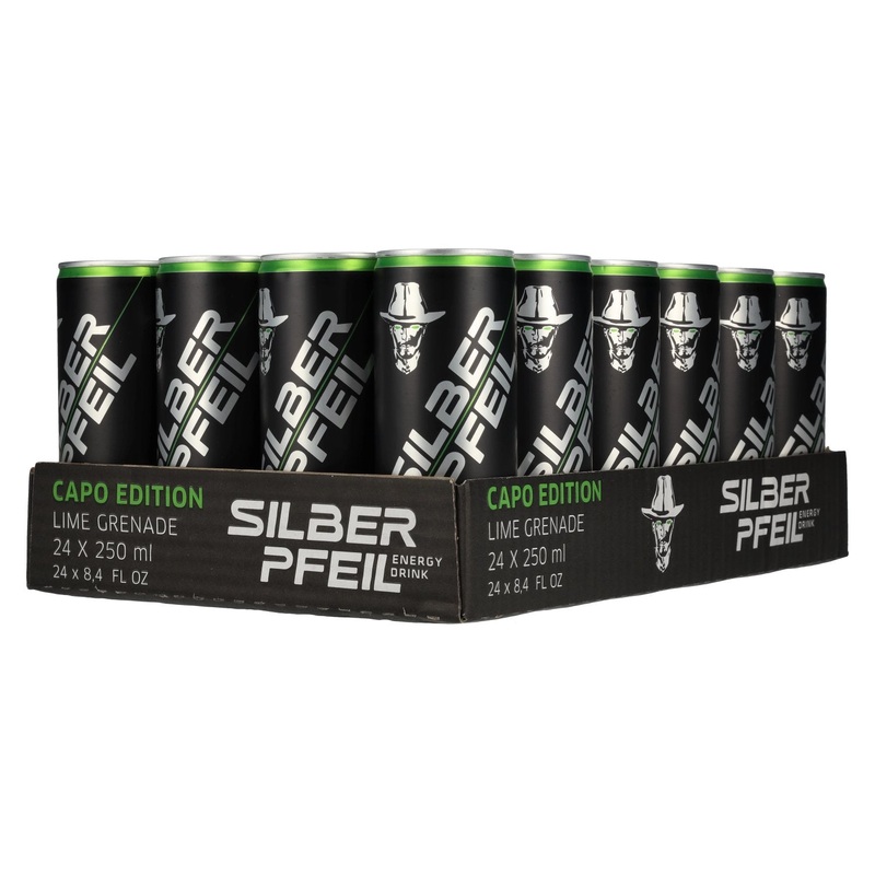 SILBERPFEIL Energy Drink LIME GRENADE Capo Edition 24x0,25l Dosen