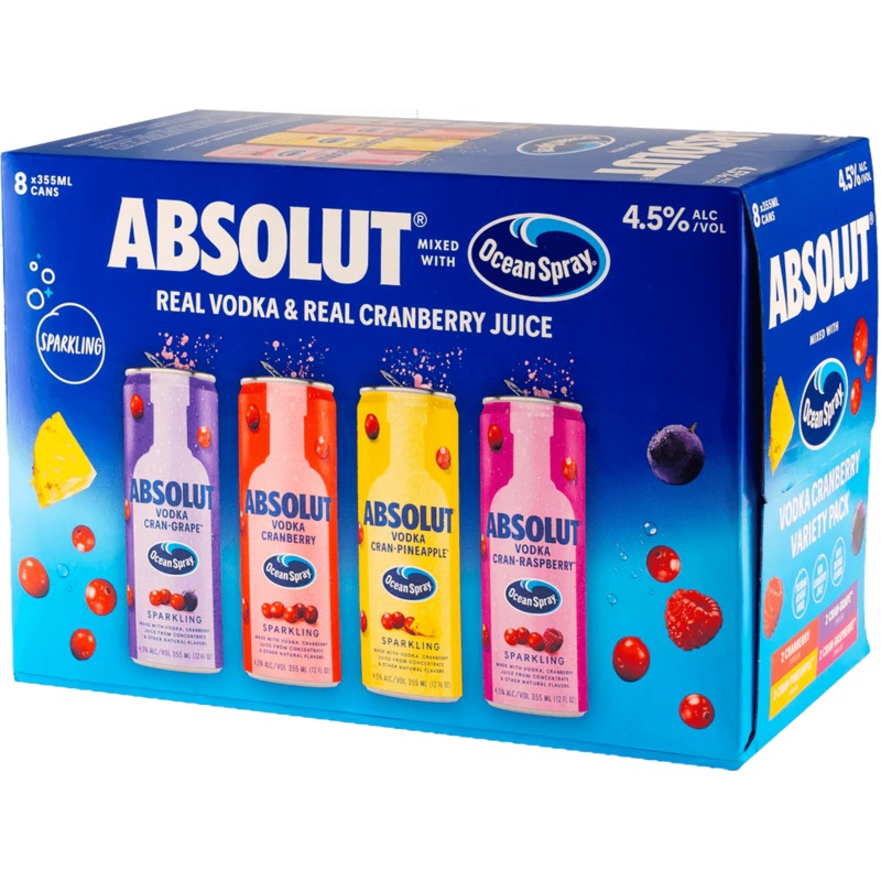 ABSOLUT OCEAN SPRAY VARIETY 8PK