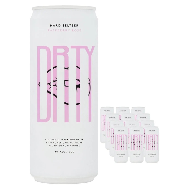 DRTY Raspberry Rose Hard Seltzer Can Multipack, 12 x 330 ml