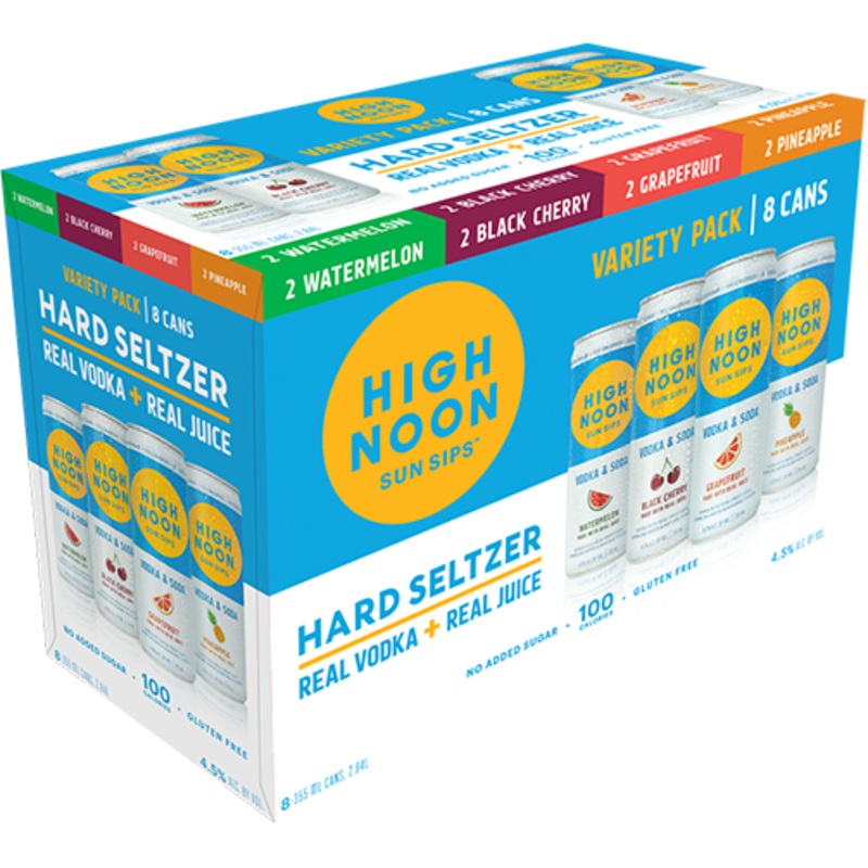 High Noon Sun Sips Variety Vodka & Soda Hard Seltzer 8pk