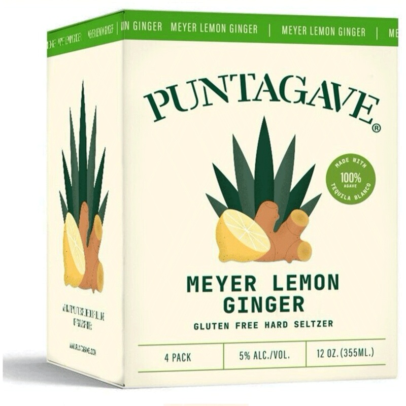 Puntagave Lemon Ginger Tequila Seltzer 4pack 12 Oz