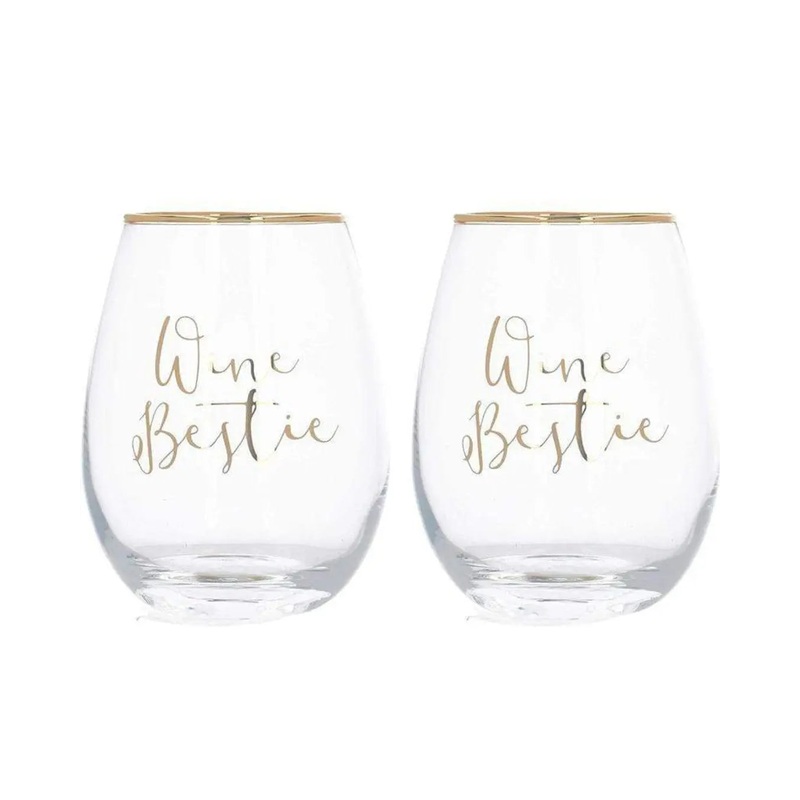 Ava & I Bestie Stemless Wine Glass Set Of 2