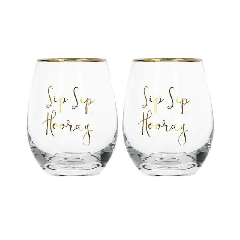 Ava & I Wine Glass Sip Sip Hooray Set Of 2