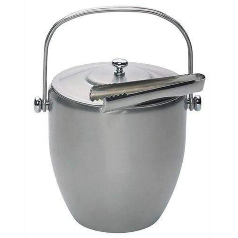 BarCraft Stainless Steel Ice Bucket With Lid and Tongs