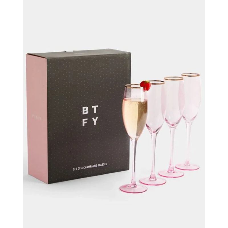 BTFY Set of Pink Champagne Glasses