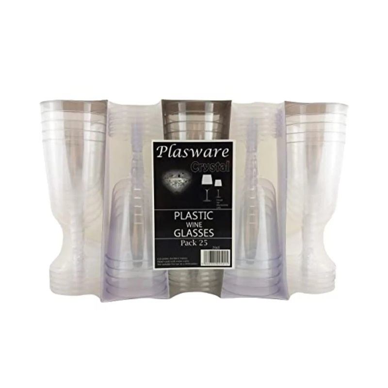 Plastic Crystal Wine Glass Pack Size 25