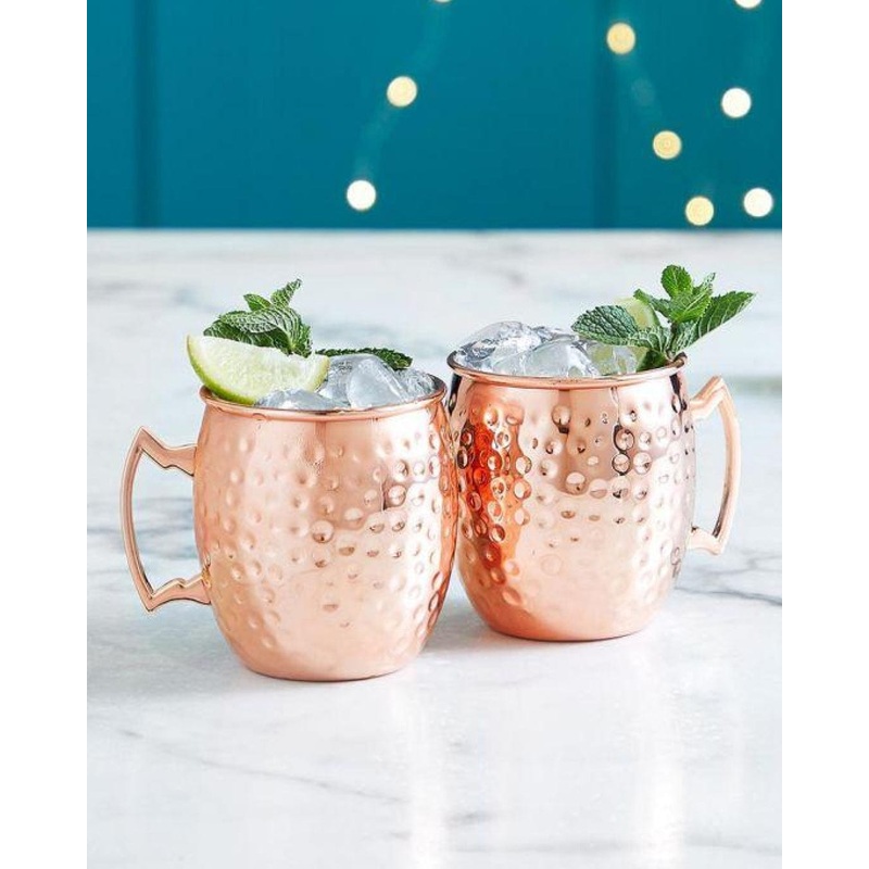 VonShef 2 Piece Hammered Copper Moscow Mule Set