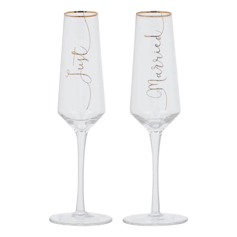 Ava & I Bridal Set Of 2 Just Married Flutes