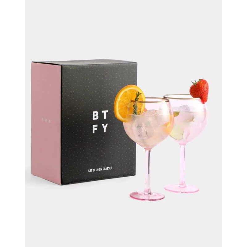 BTFY Set of 2 Pink Gin Glasses