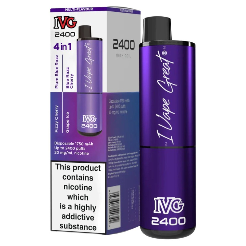 IVG 2400 4 in 1 Purple Disposable Vape 20 mg