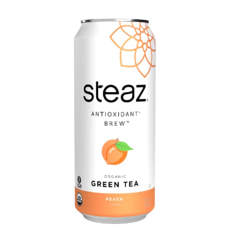 Steaz Organic Iced Green Tea Peach 12x 16 oz Can