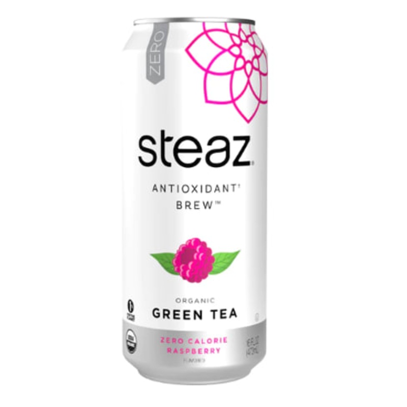 Steaz Organic Iced Green Tea Raspberry Zero Calorie 12x 16 oz Can
