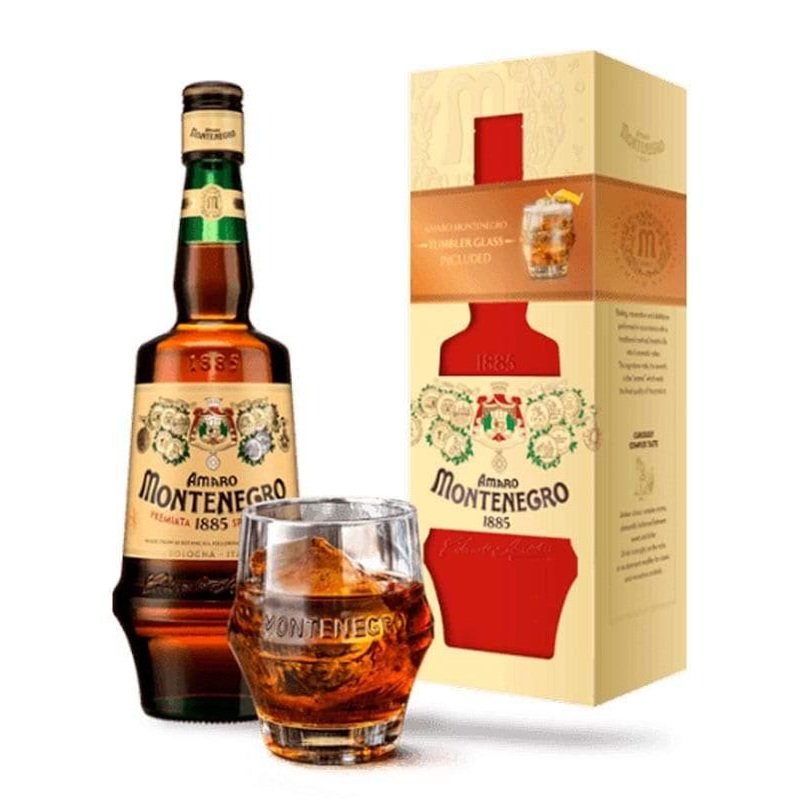 Amaro Montenegro Liqueur w/ Tumbler Glass Gift Set