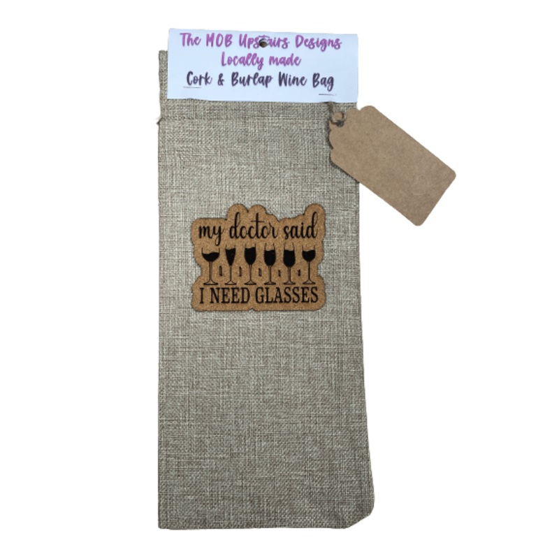 CORK & BURLAP WINE GIFT BAG