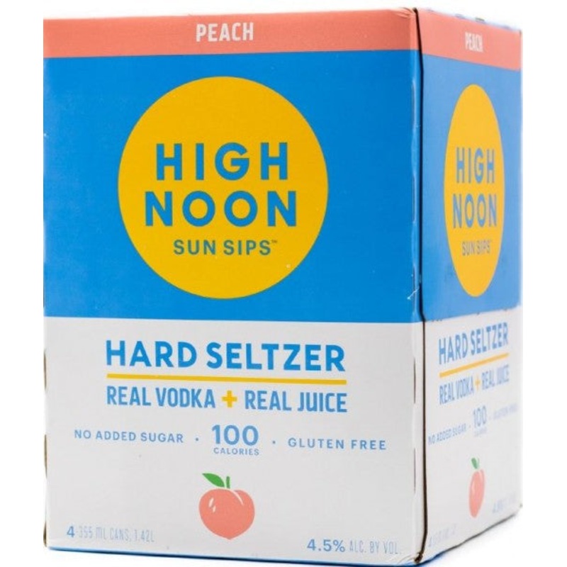 High Noon Sun Sips Vodka Hard Seltzer Peach 4pk cans