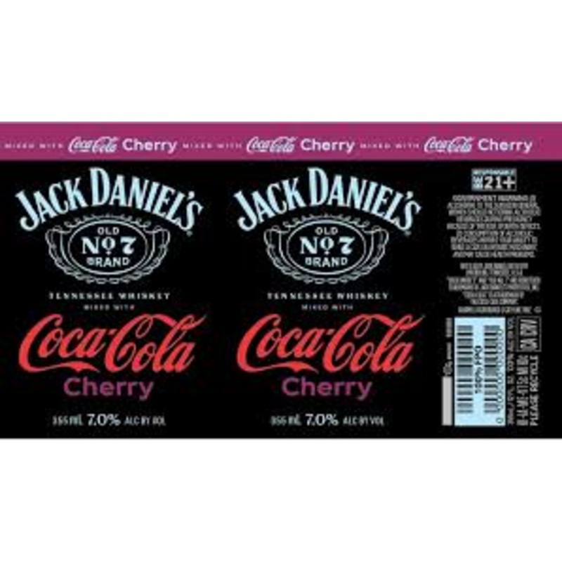 Jack & Coke Jack Daniels Tennessee Whiskey & Cherry Coca Cola 4 Pack/355mL