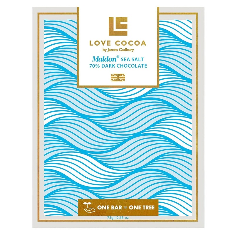 Love Cocoa Maldon Sea Salt Organic 70% Dark Chocolate Bar, 75 g