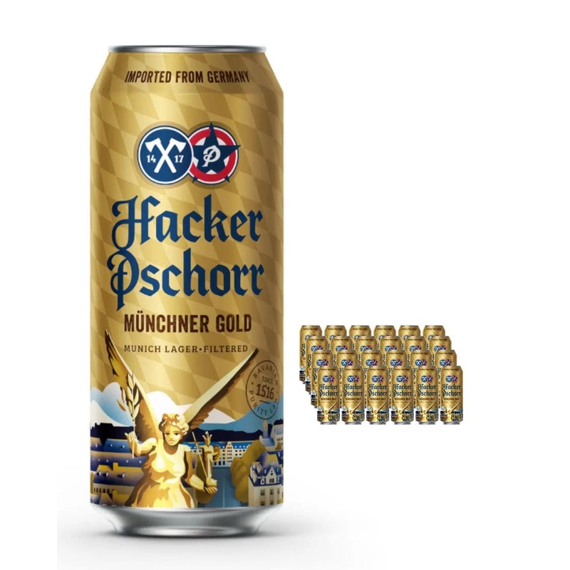 Hacker-Pschorr Munchner Gold Beer Can Multipack, 24 x 500 ml