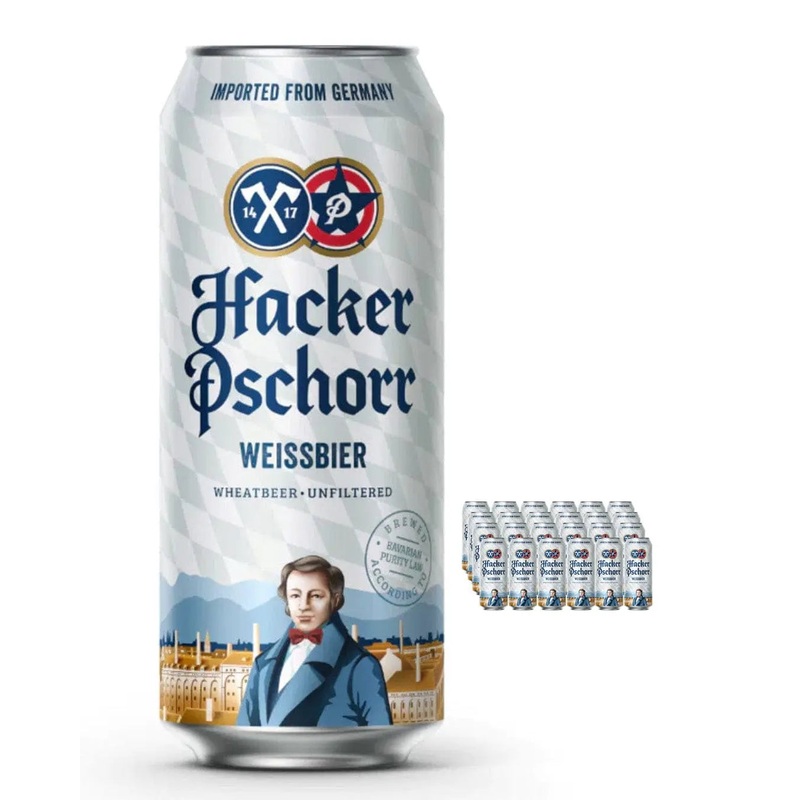 Hacker Pschorr Weissbier Beer Can Multipack, 24 x 500 ml