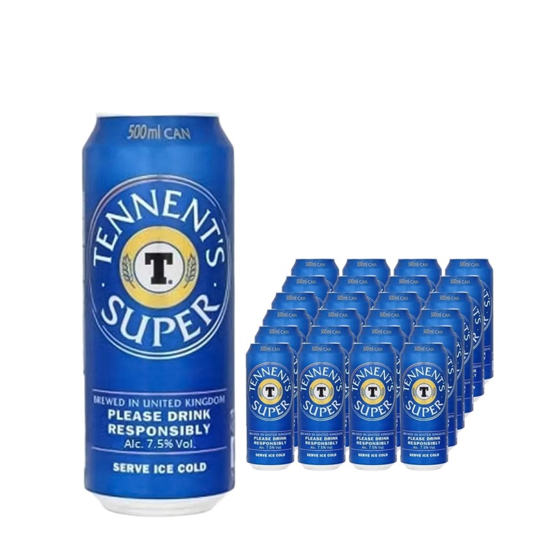 Tennent's Super Strong Lager Beer Can Multipack, 24 x 500 ml