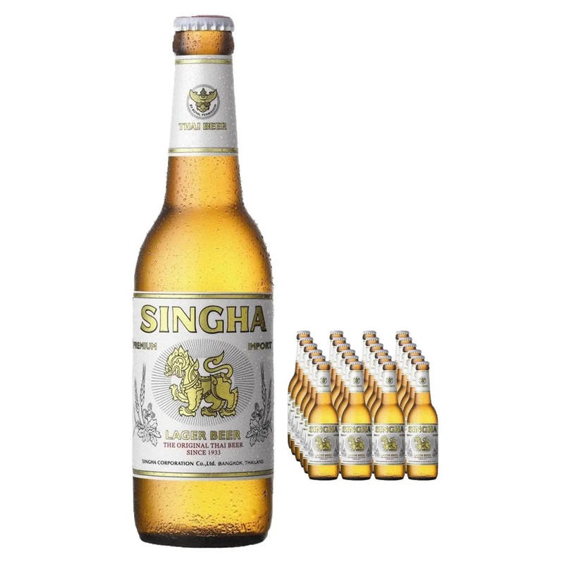 Singha Premium Thai Lager Beer Bottle, 24 x 330 ml