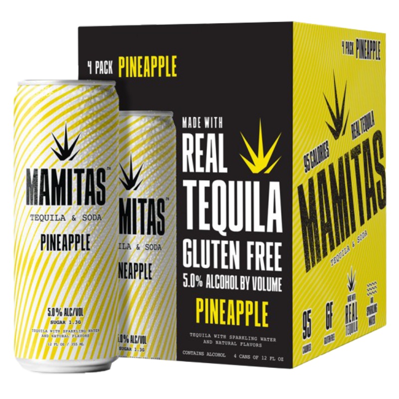 Mamitas Pineapple Tequila & Soda, 4-pack (12oz.)