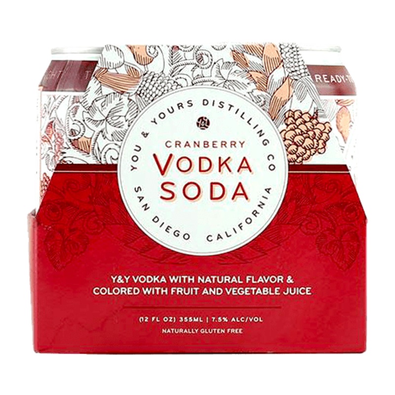 You & Yours Cranberry Vodka Soda, 4-pack (12oz.)