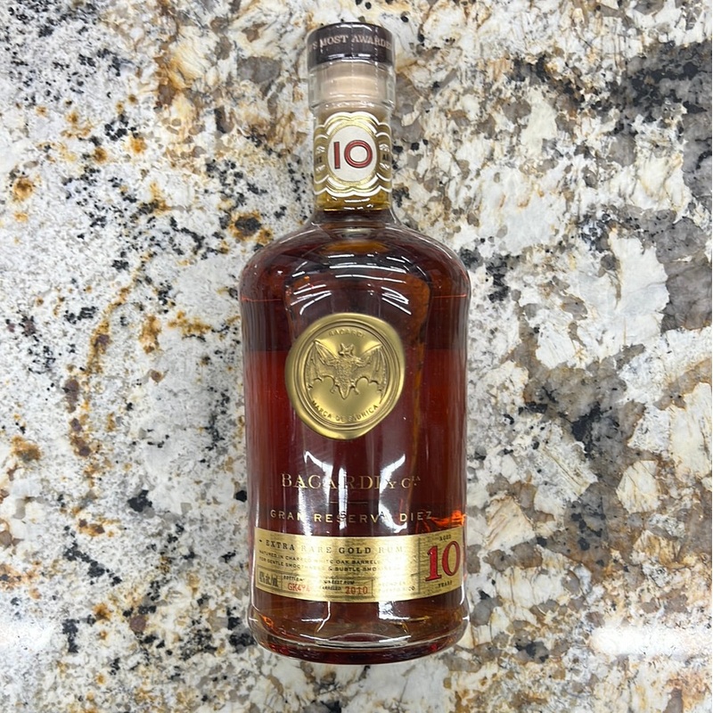 Bacardi Gran Reserva Diez "Aged 10 Years" Extra Rare Gold Rum, 750mL