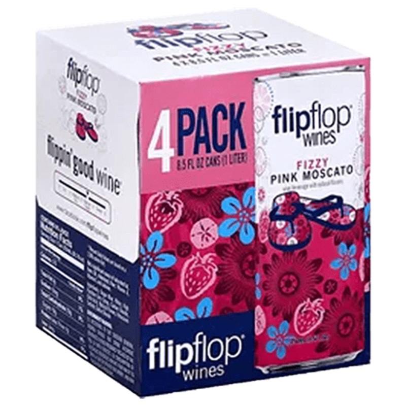 Flip Flop Fizzy Pink Moscato Wine, 4-pack (8.5oz)