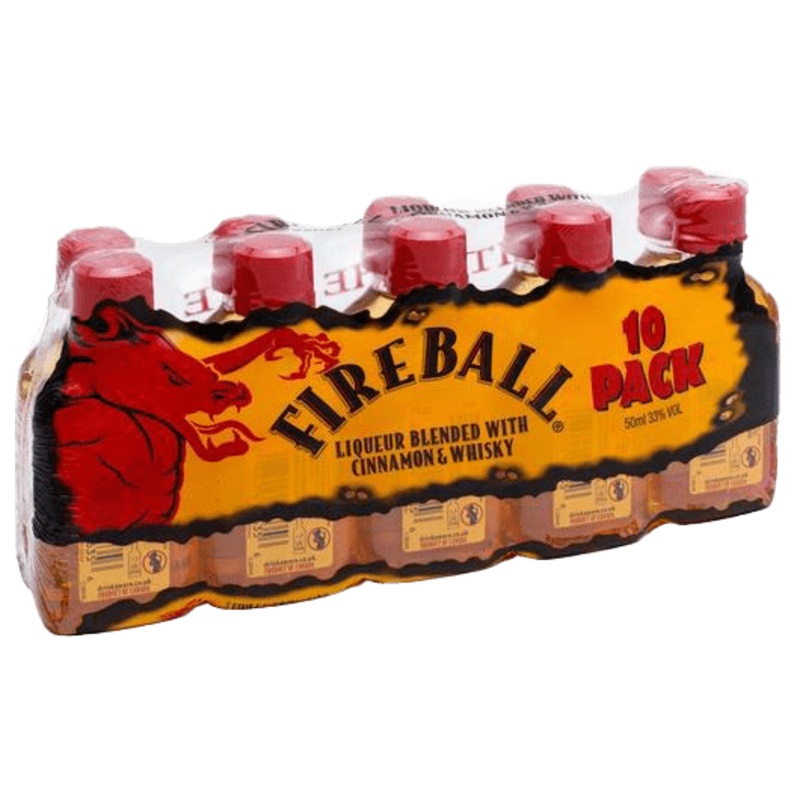 Fireball Cinnamon Whiskey Liqueur (10-pack), 50mL