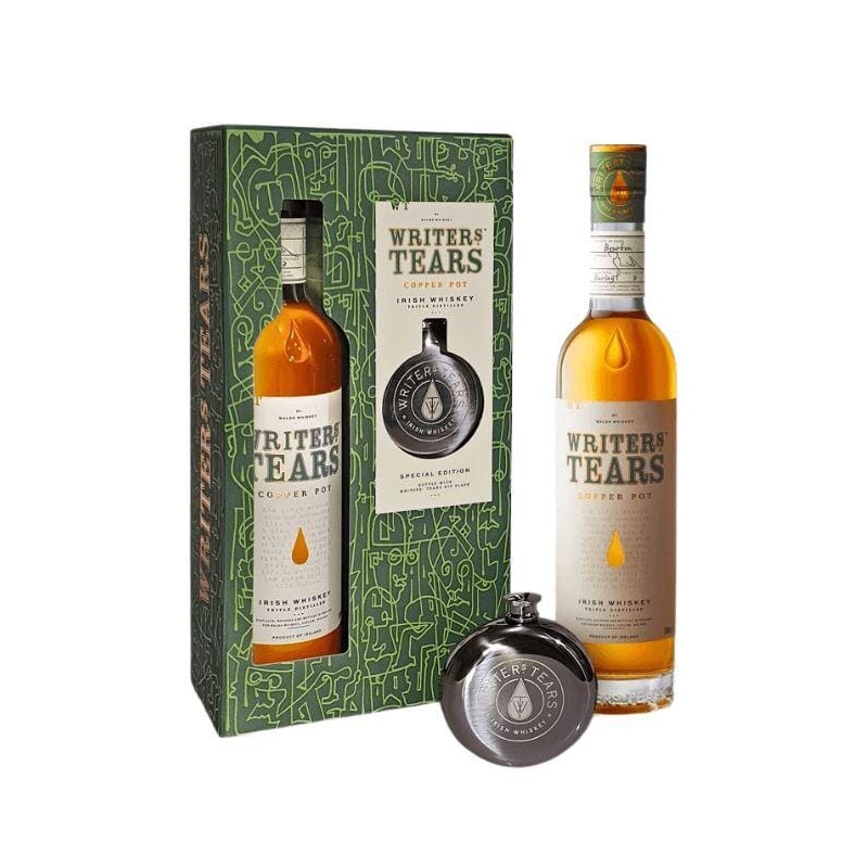 Writers Tears Copper Pot W/ Hip Flask Gift Set 750mL