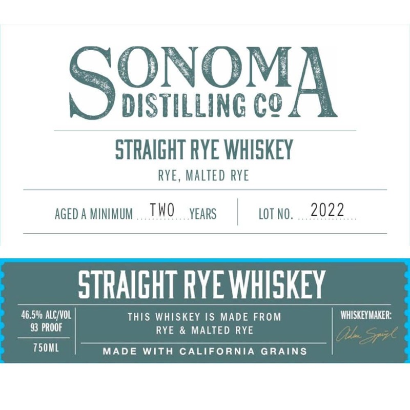 Sonoma Distilling Straight Rye Whiskey