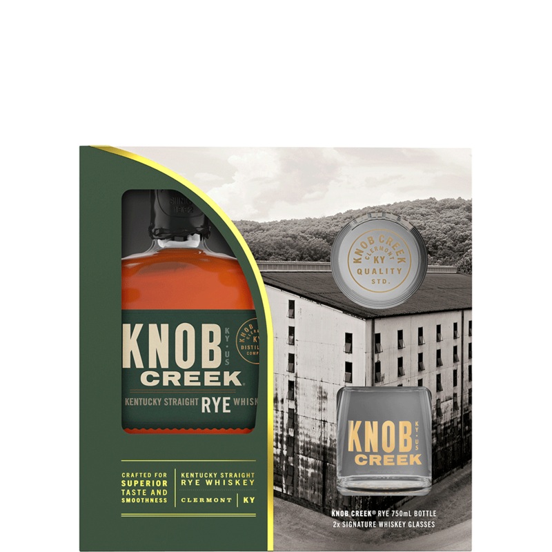 KNOB CREEK Rye Whiskey with Glassware Gift 750ml Bottle