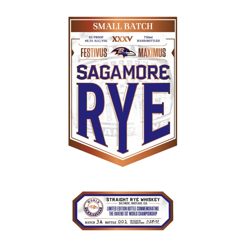 Sagamore Spirit Rye Whiskey Baltimore Ravens "Festivus Maximus" Championship Edition